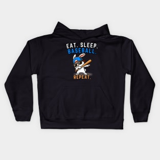 Dabbing 🐰bunny sunglasses Eat Sleep Baseball Repeat girls kid gift Kids Hoodie